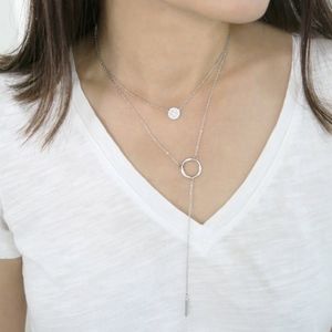 Handmade Silver OR Gold Set - Lariat & CZ Necklace